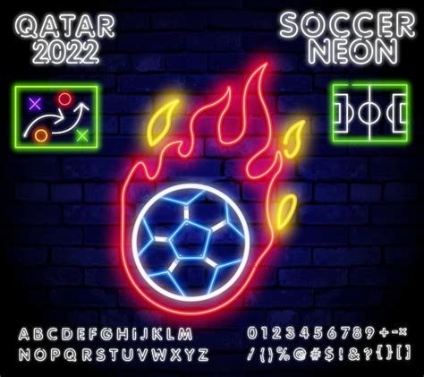 Premium Vector The Emblem Is A Fiery Soccer Ball Neon Symbol Of The