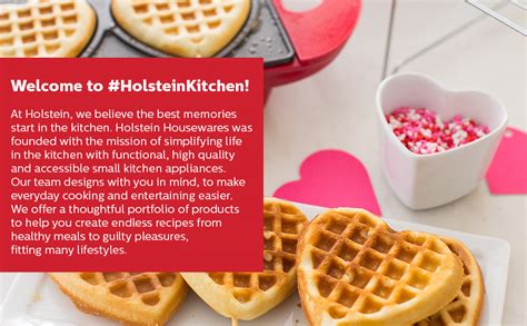 Holstein Housewares Non Stick Heart Waffle Maker Red Makes 4 Heart