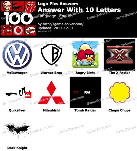 Logo Pics 10 Letters Game Solver