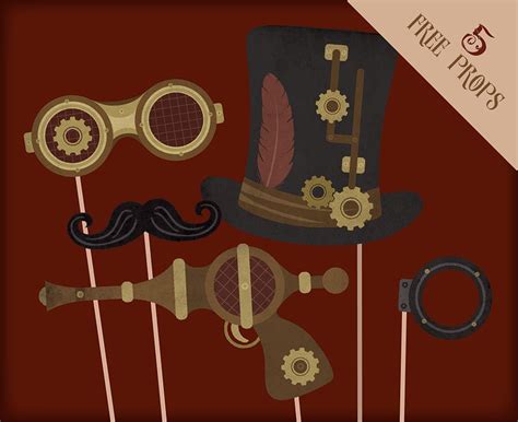 Free Steampunk Printable Props For Photo Booths Steampunk Party Supplies Steampunk Wedding