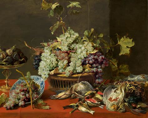 Still Life With Grapes And Game C 1630 By Frans Snyders Paper Print