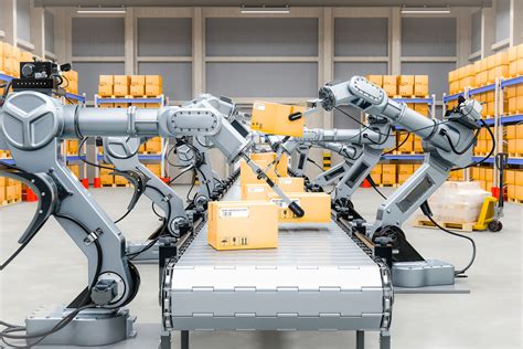 Automation Factory Concept Rendering Robot Arm Warehouse Robot Conveyor