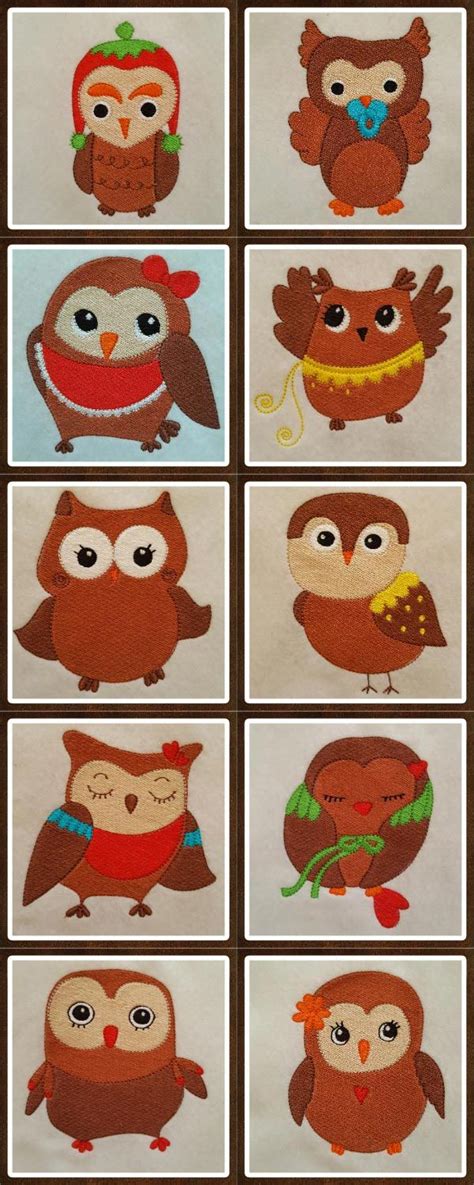 Cute Owls Embroidery Machine Design Details Machine Embroidery