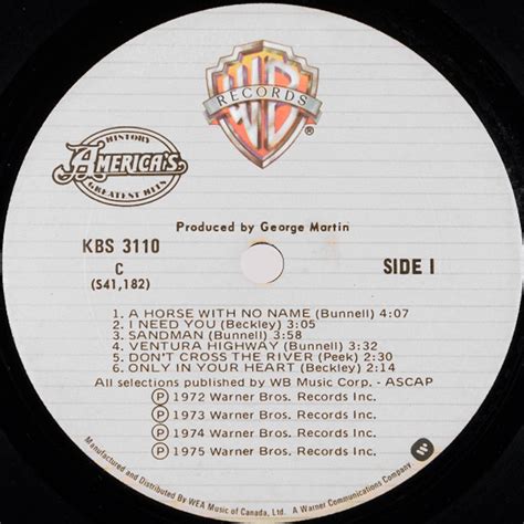 America History Americas Greatest Hits 1975 Vinyl Pursuit Inc