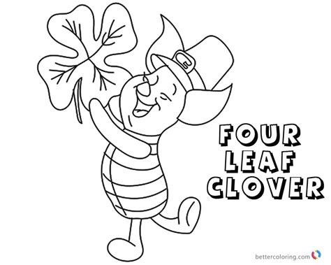 Shamrock line drawing at getdrawings. Four Leaf Clover Coloring Pages Piglet Dancing - Free ...