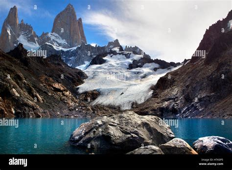 View Over Mount Fitz Roy And The Laguna De Los Tres In The Andes