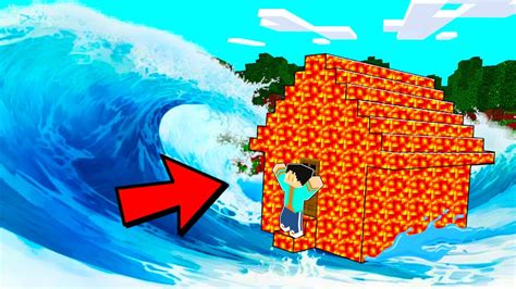 Casa De Lava Vs Mega Tsunami No Minecraft Youtube