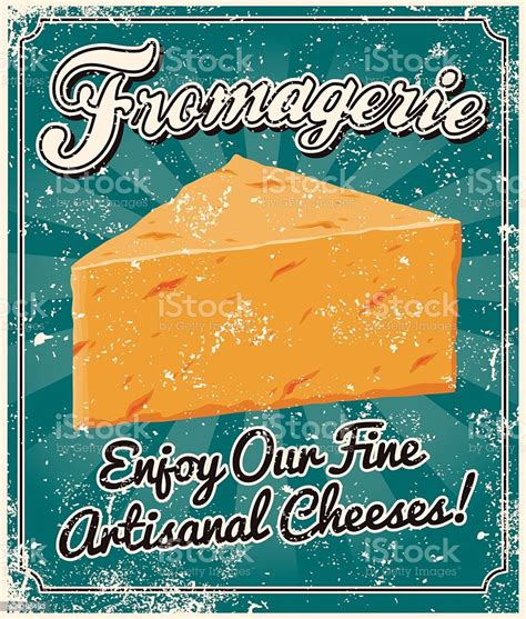 Vintage Screen Printed Cheese Poster Stock Illustration Download