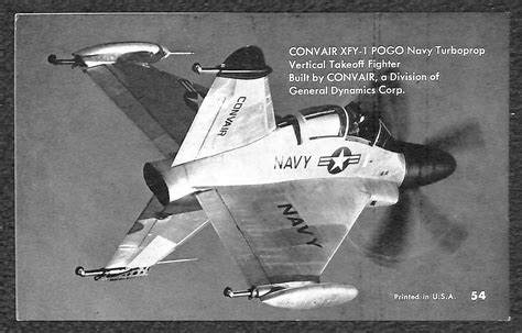 aviation military convair xfy 1 pogo navy turboprop mutoscope postcard 1940s topics