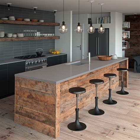 You can end your kitchen island bench almost any way imaginable. Sleek Concrete | Rustic kitchen island, Farmhouse kitchen ...