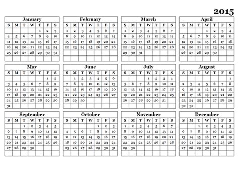 2015 Yearly Calendar Template 09 Free Printable Templates
