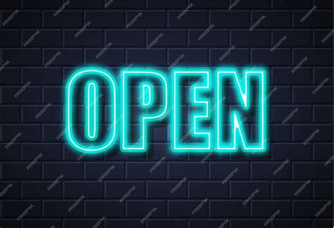 Premium Vector Neon Open Sign Brick Wall