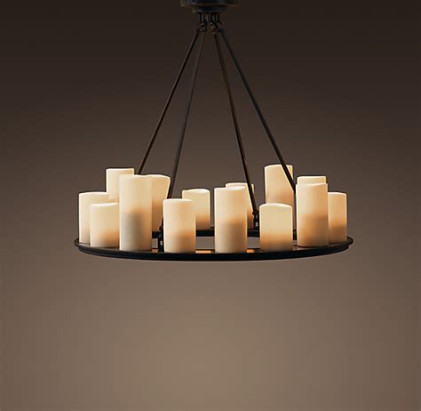 Pillar Candle Round Chandelier 32"