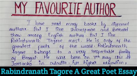 My Favourite Author Essay My Favourite Author Paragraph My Favourite Author Rabindranath