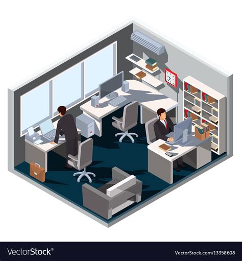 3d Isometric Interior Office Royalty Free Vector Image