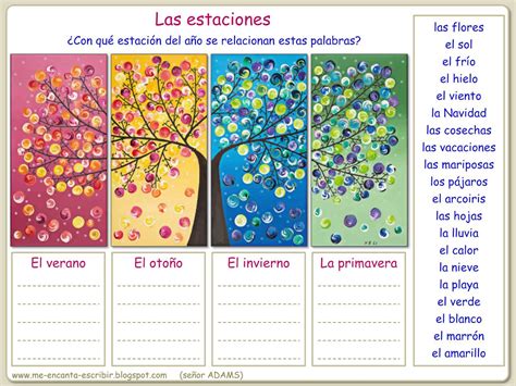 Las Estaciones The Seasons De Seizoenen Spanish Writing Teaching