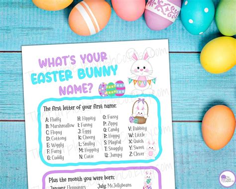 Easter Bunny Name Game Whats Your Bunny Name Printable Easter Game