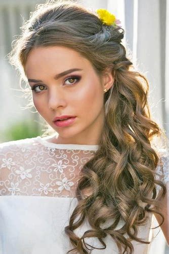 13.curly long half updo for a bride. 50 Awesome Curly Wedding Hairstyles 2019 | Long Wedding Hair