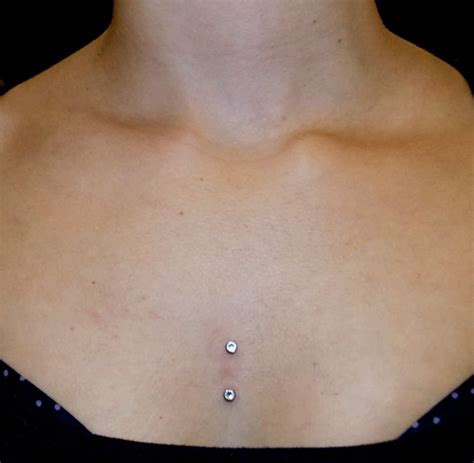 Sternum Surface Piercing With I S Mm Cz Flat Back Threaded Ends Surface Piercing Piercing