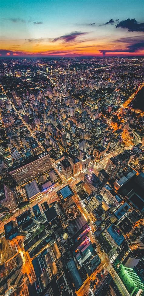 1440x2960 Aerial View A Night Of The City Buildings Wallpaper City