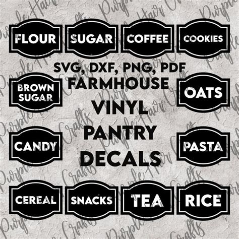 Farmhouse Style Pantry Labels Svg Dxf Png Pdf Canister Etsy In 2021