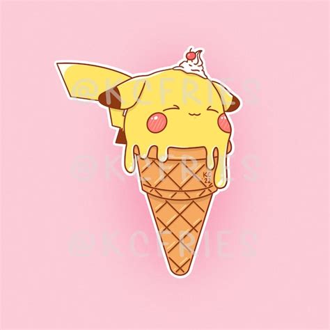 Pikachu Ice Cream Sticker Etsy