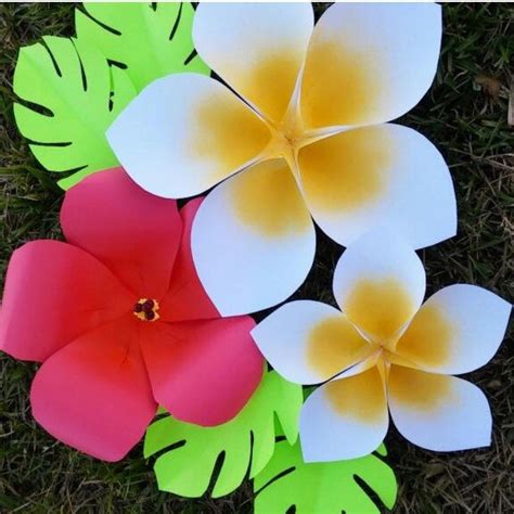 Hawaiian Flowers Paper Flowers Large Paper Flowers Templates And Etsy