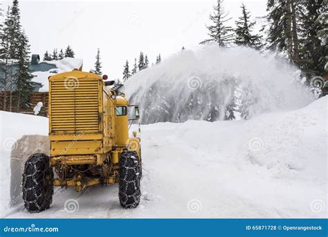 Yellow Snow Plow Clearing Mountain Road Stock Photo Image Of Plow