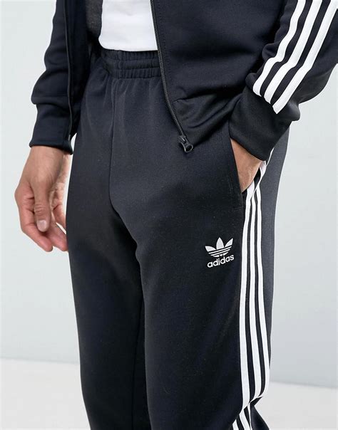Adidas Originals Cotton Superstar Cuffed Track Pants Aj6960 In Black
