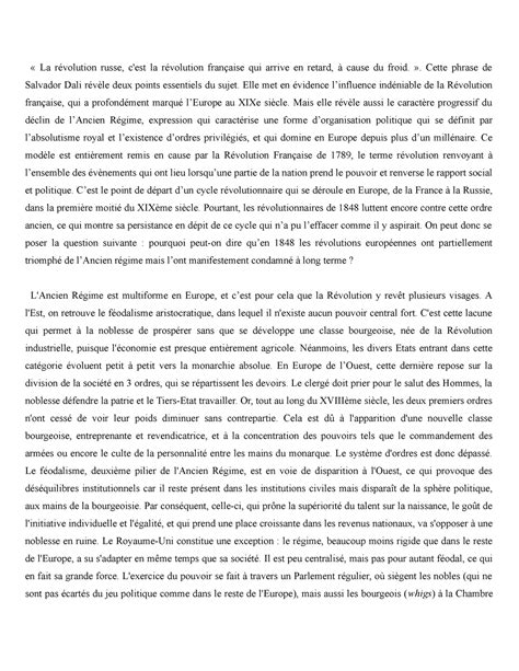 Dissertation Sur La Révolution Française 1789 - Dissertation - L'Ancien régime et la Révolution en Europe de 1789 à