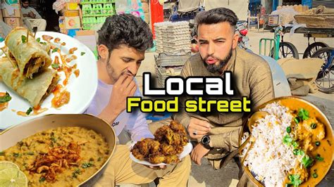 DINA LOCAL STREET FOOD Tour Haleem Dal Chawal Pakoray Rol