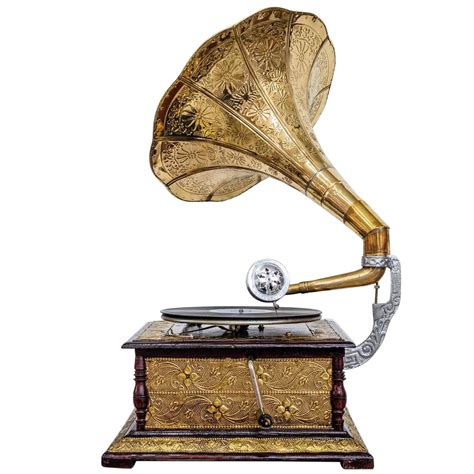 Antique style gramophone complete with horn decorative wooden base (j2 ...