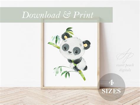 Panda Bear Wall Art Nursery Decoración Imprimibles Digitales Etsy España