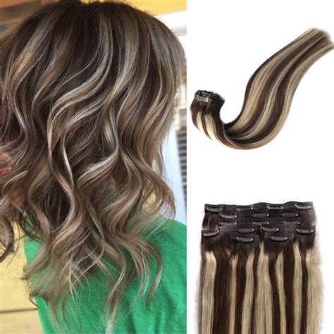 Ombre Balayage Clip In Human Hair Extensions 120g Thicken Pu Tape Weft Clip On Real