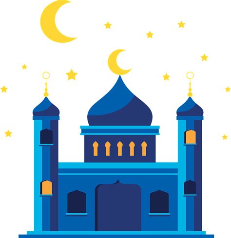 Blue And Golden Color Muslim Prayer Place Mosque Design Download Png