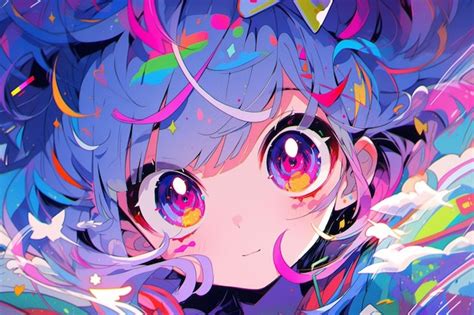 Premium Ai Image Anime Girl With Colorful Eyes And Colorful Hair With