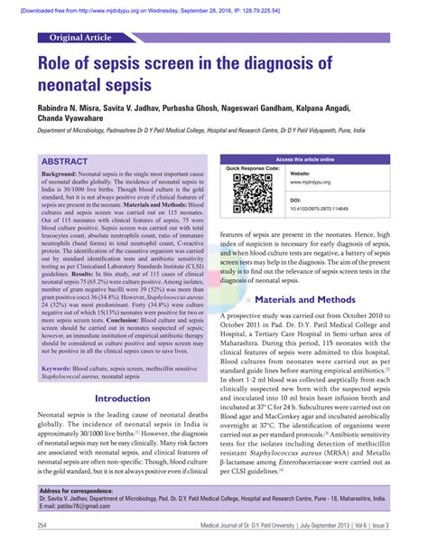 Role Of Sepsis Screen In The Diagnosis Of Neonatal Sepsis Misra Rn My Xxx Hot Girl