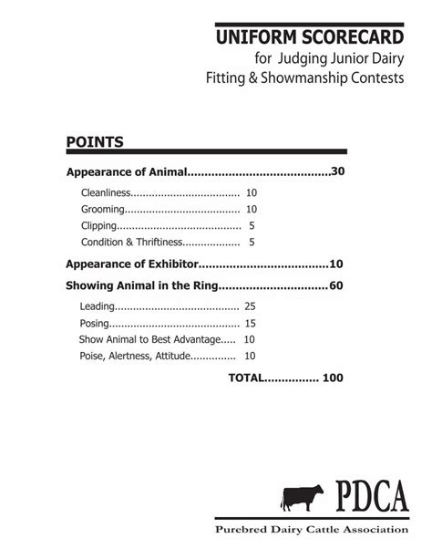 Pdf Pdca Showmanship Scorecard For Your Information Pdca Fitting Hot