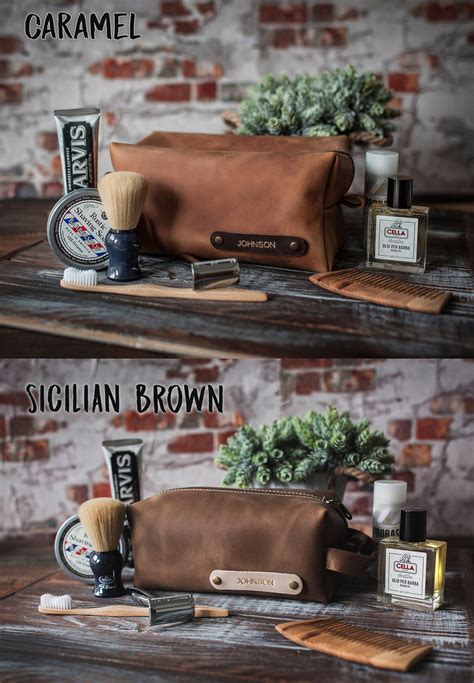 Personalized Leather Dopp Kit Mens Leather Toiletry Bag Mens Etsy