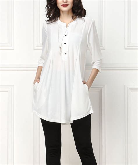 Take A Look At This White Notch Neck Button Front Tunic Plus Too Today