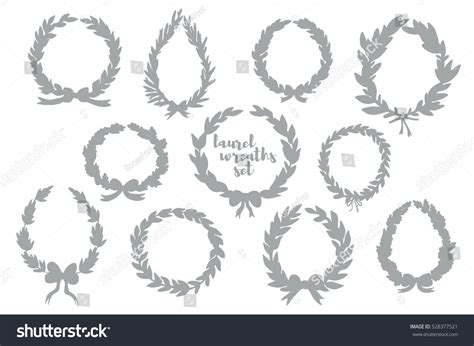 Silver Laurel Wreath Graphic Set Stock Illustration 528377521