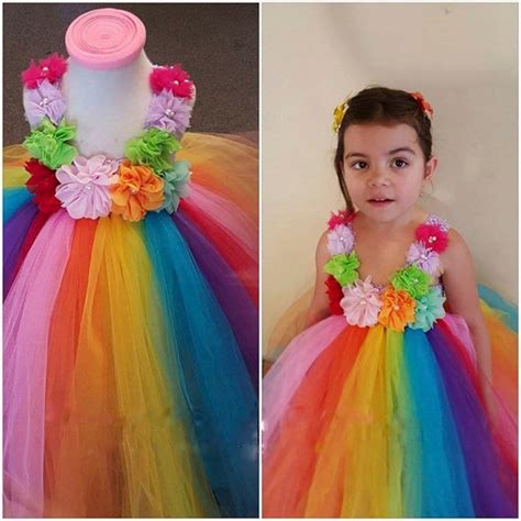 Buy Baby Kids Colorful Flowers Rainbow Tutu Dress