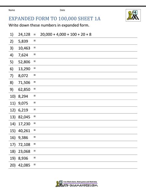 Form 4 mathematics chapter 1. 4th Grade Math Worksheets: Reading, Writing and Rounding ...