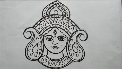 How To Draw Maa Durga Face Easy Line Drawing Navratri