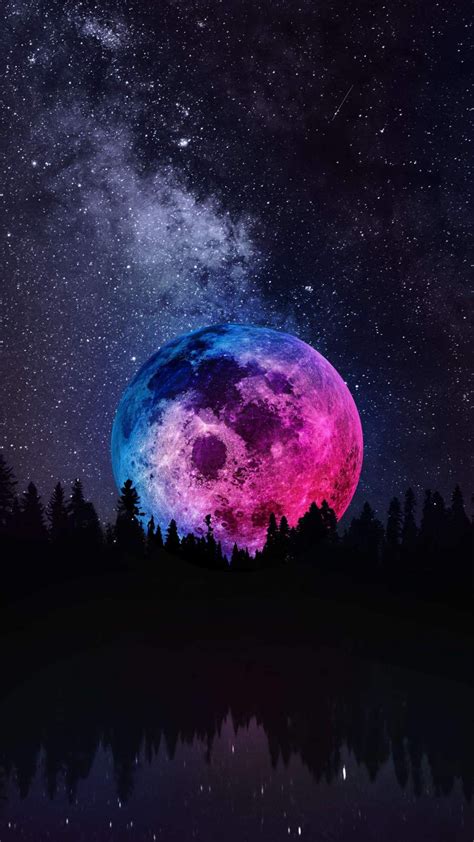 Moon In The Night Iphone Wallpaper Nature Wallpaper Scenery