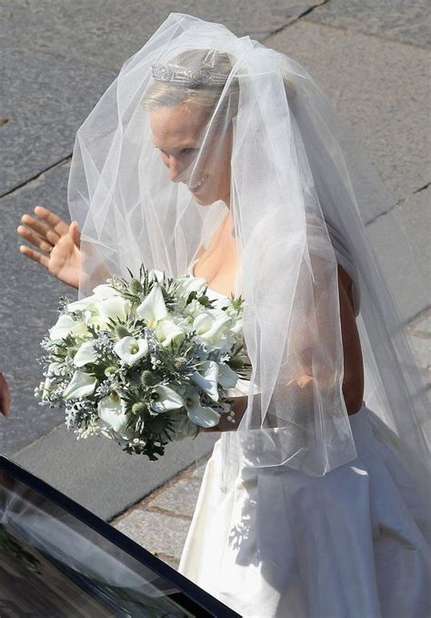 zara phillips makes a beautiful bride in a veil tiara and stewart parvin gown at her own royal