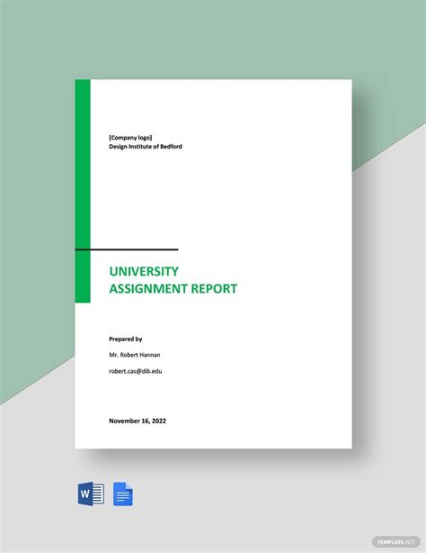 The University Assignment Report Is Shown In Green