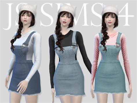 Js Sims 4 Denim Overall Skirt Set