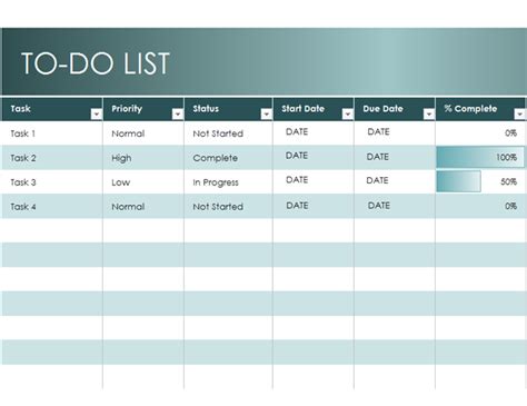 To Do List Template Excel Task List Templates