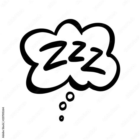 Sleep Comic Bubble Zzz Sleeping Bubble Icon Hand Drawn Vector